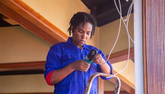 Electrician at work — the kind of business we build websites for